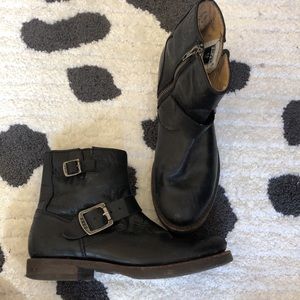 Frye short black engineer boots